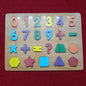 0 to 9 with signs and shapes wooden plate