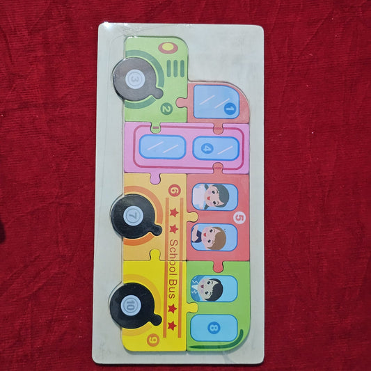3d Bus puzzle wooden plate
