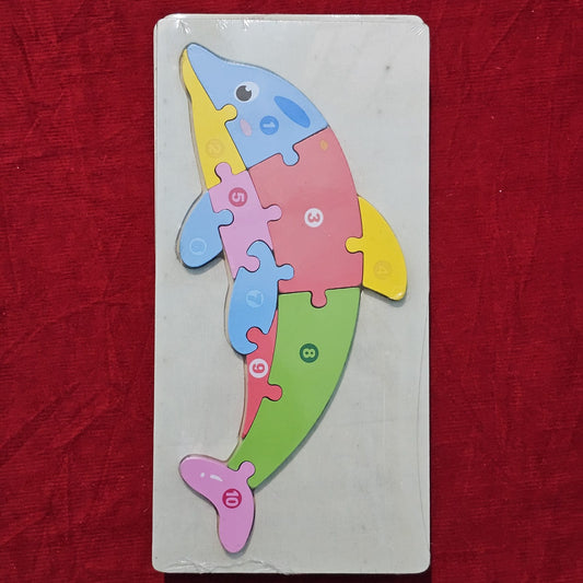 3d Dolphin puzzle wooden plate